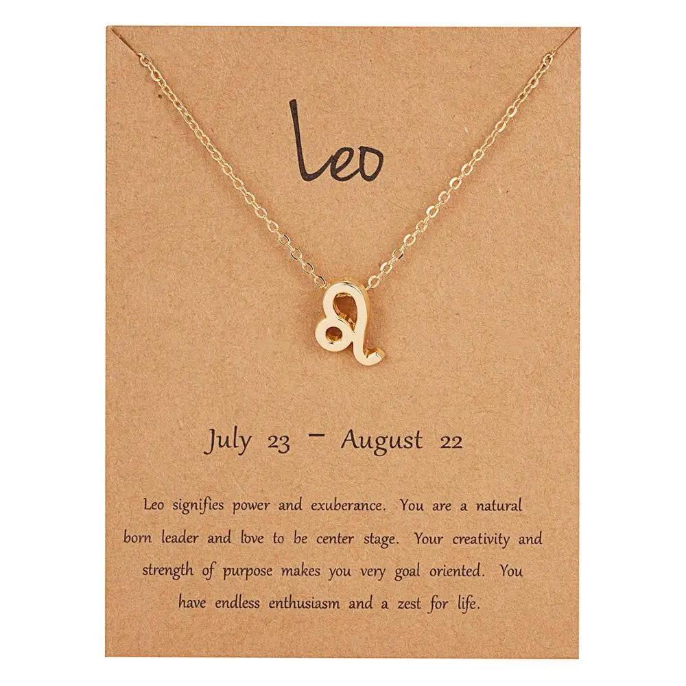 12 Horoscope Zodiac Sign Pendant Necklace Aries Leo 12 Constellations Jewelry Gift Leo Aquarius Scorpio Capricorn Christmas Gift