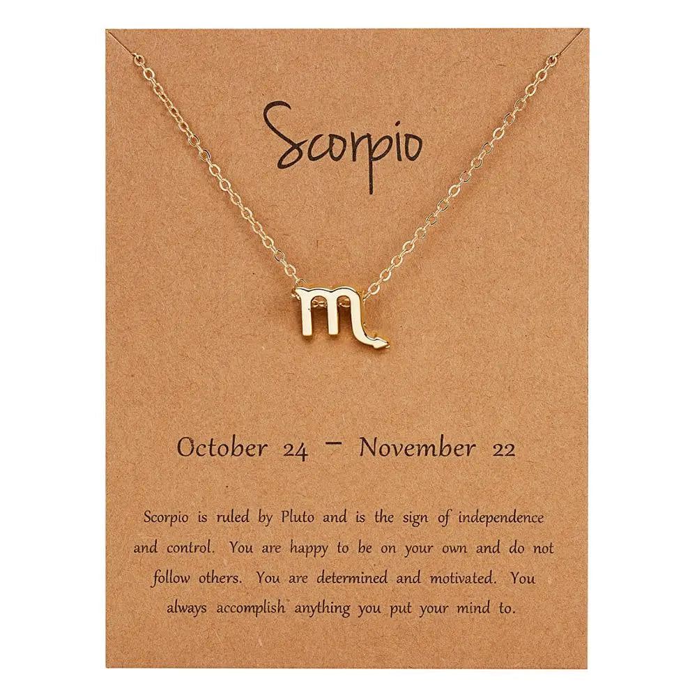 12 Horoscope Zodiac Sign Pendant Necklace Aries Leo 12 Constellations Jewelry Gift Leo Aquarius Scorpio Capricorn Christmas Gift