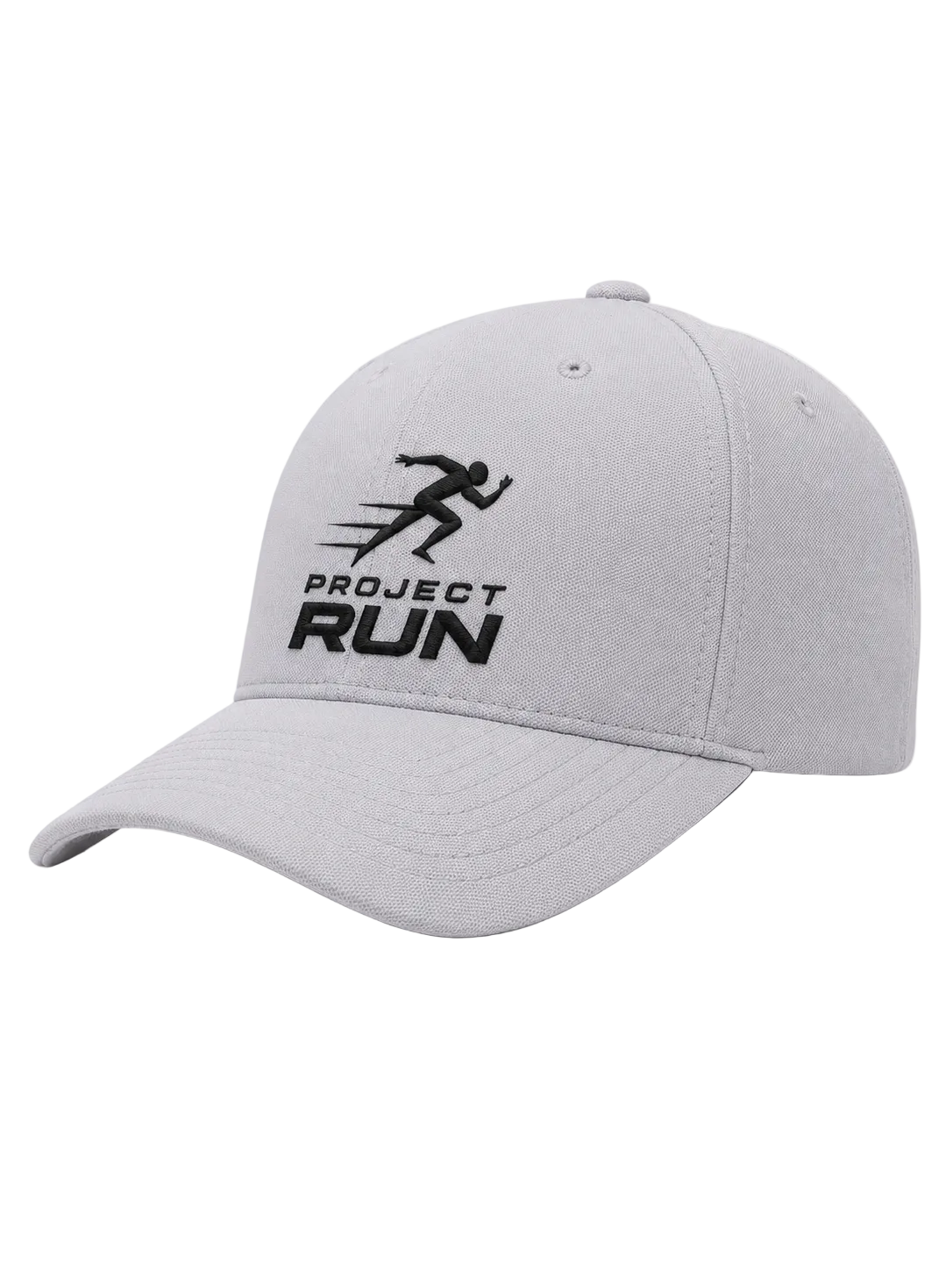 Silver cap with 'PROJECT RUN' logo on a white background
