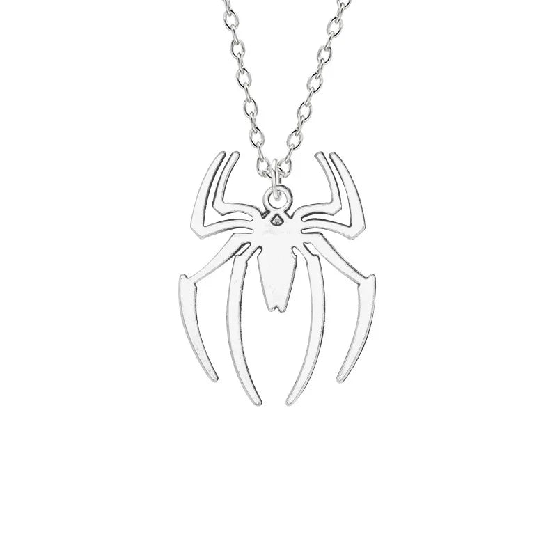 Kpop Fashion Spider Halloween Pendants Round Cross Chain Mens Necklaces Silver Color Neck Chain Gothic Couple Streetwear Gifts