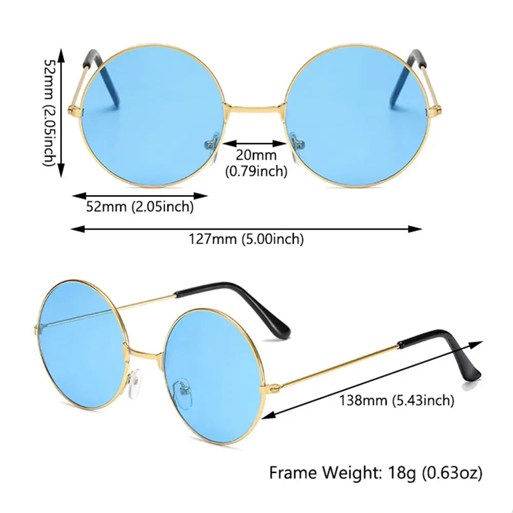 Retro Round Hippie Sunglasses Fashion Circle Metal Sunglasses for Women Men Disco Party Glasses