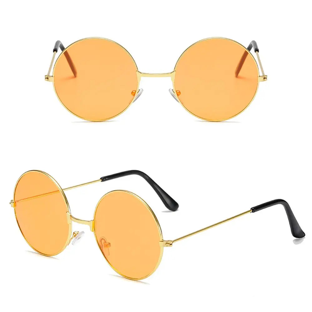 Retro Round Hippie Sunglasses Fashion Circle Metal Sunglasses for Women Men Disco Party Glasses