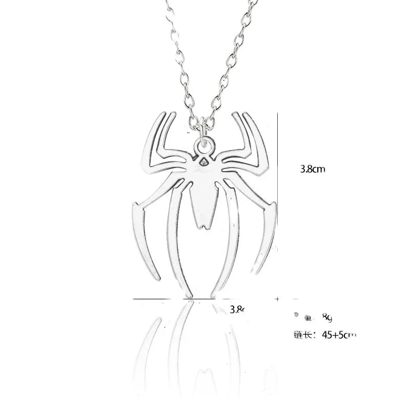 Kpop Fashion Spider Halloween Pendants Round Cross Chain Mens Necklaces Silver Color Neck Chain Gothic Couple Streetwear Gifts