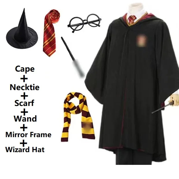 Potter Wizarding Robe Cosplay Costume Harry Halloween Cloak Wizarding Robe Performance Costume