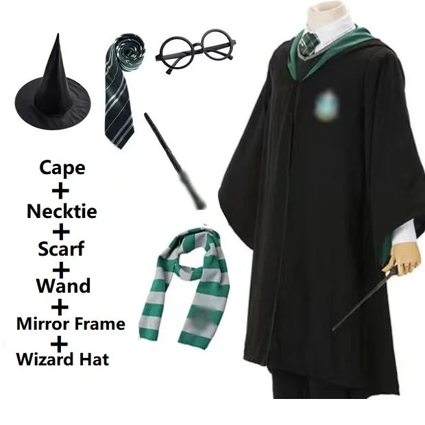 Potter Wizarding Robe Cosplay Costume Harry Halloween Cloak Wizarding Robe Performance Costume