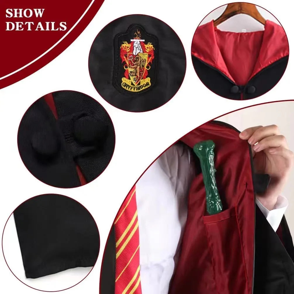 Potter Wizarding Robe Cosplay Costume Harry Halloween Cloak Wizarding Robe Performance Costume