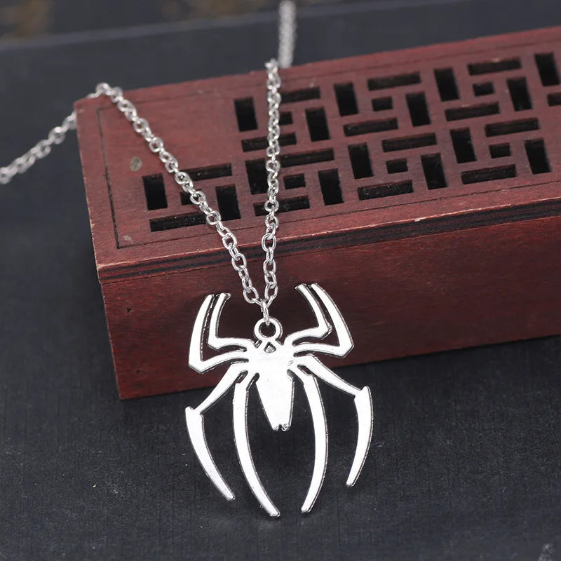 Kpop Fashion Spider Halloween Pendants Round Cross Chain Mens Necklaces Silver Color Neck Chain Gothic Couple Streetwear Gifts