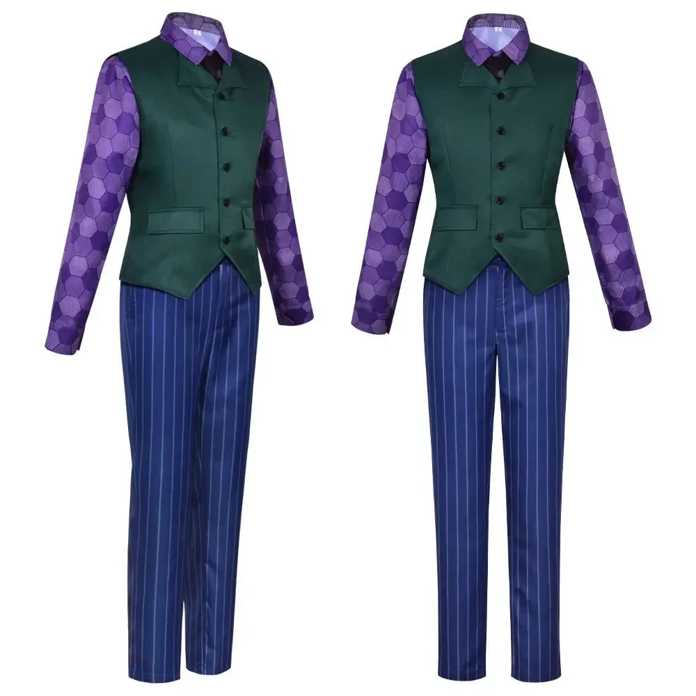 Clown Heath Ledger Cosplay Movie Dark Knight Joker Cosplay Costumes Jacket Uniform for Adult Halloween Party Carnival Dress Up