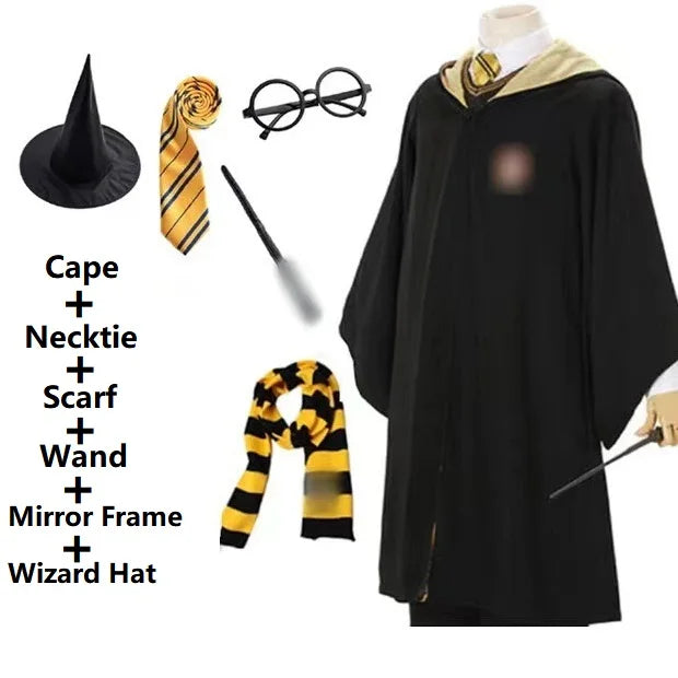 Potter Wizarding Robe Cosplay Costume Harry Halloween Cloak Wizarding Robe Performance Costume