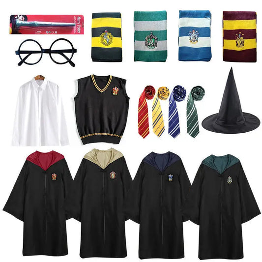 Potter Wizarding Robe Cosplay Costume Harry Halloween Cloak Wizarding Robe Performance Costume